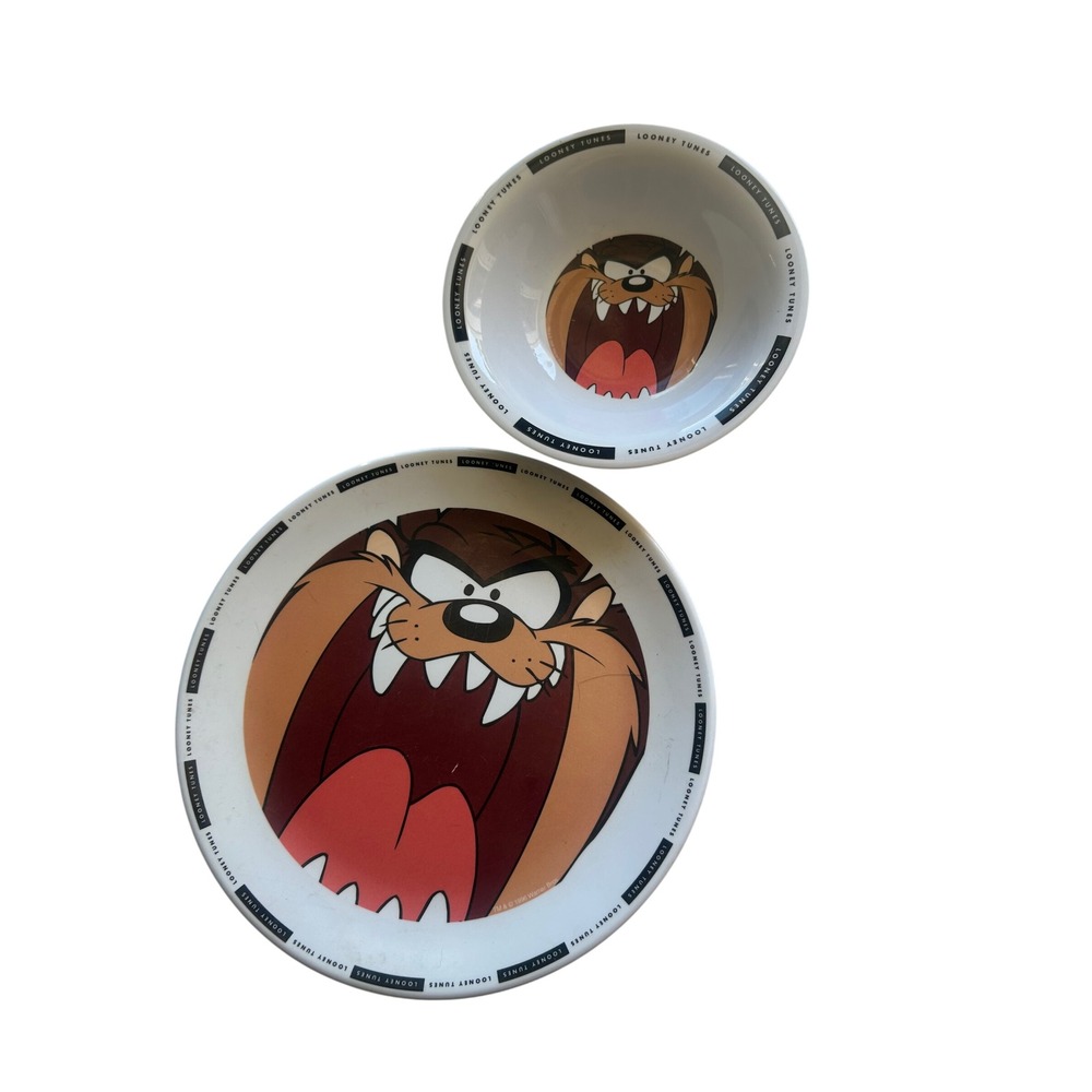 Vintage 1996 Looney Tunes Tasmanian Devil Melamine Plate Bowl Set Zak Designs